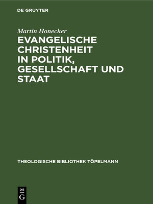 cover image of Evangelische Christenheit in Politik, Gesellschaft und Staat